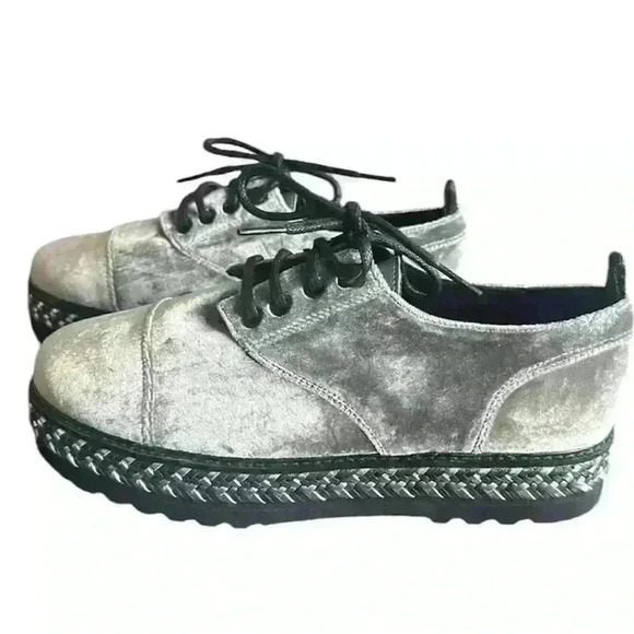 FXW Farewell gray crushed velvet platform oxford woven base size 37 edgy punk - Picture 1 of 6